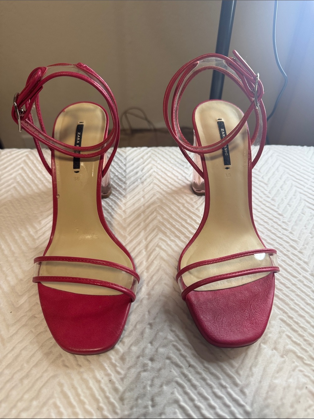 Zara Fuchsia Strappy Block Heel Sandals